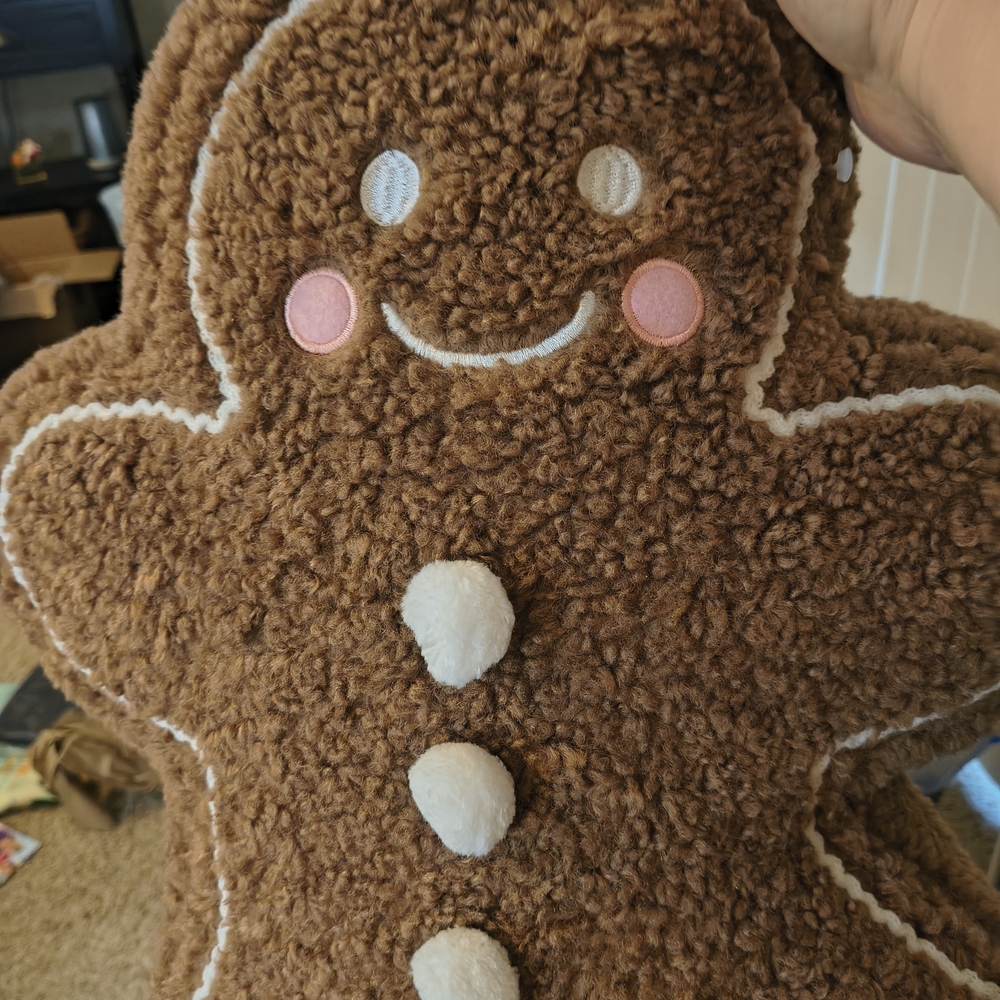 Cozy Gingerbread Plush Holiday Pillow - Brown
